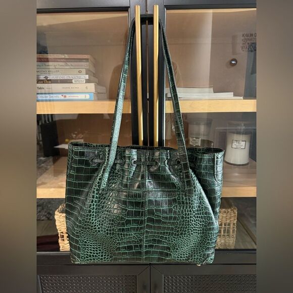 Patricia Nash 10th Anniversary Limited Edition Vintage Green Croc Leather Bag - Picture 11 of 16